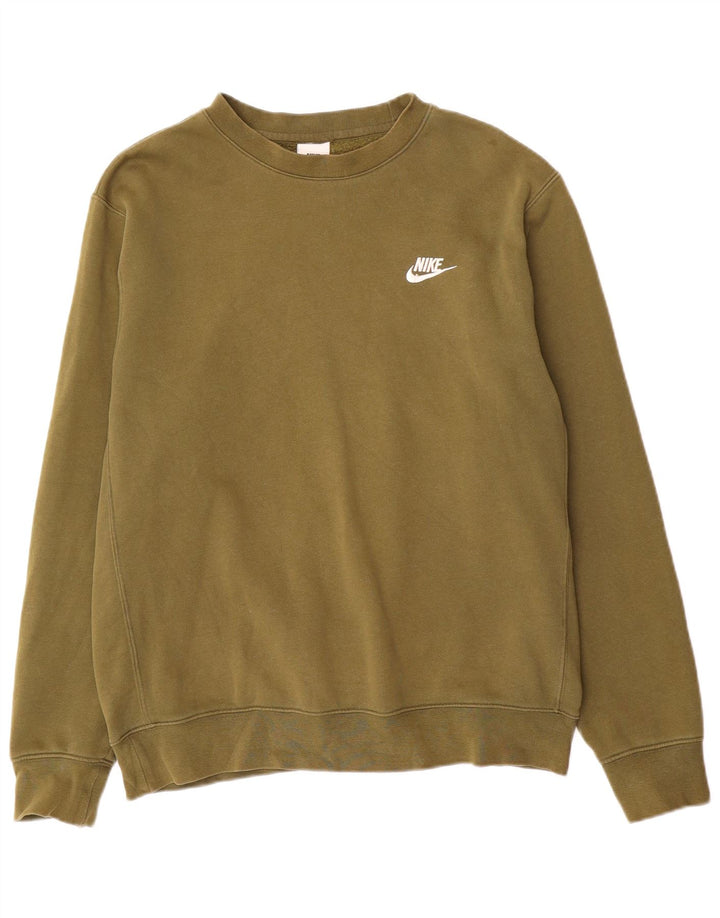 Nike Mens Sweatshirt Jumper Medium Khaki Cotton