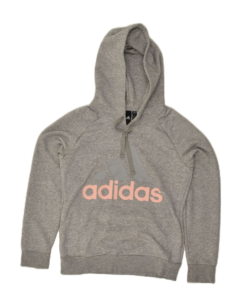 ADIDAS Womens Graphic Hoodie Jumper UK 8/10 Small Grey Cotton | Vintage Adidas | Thrift | Second-Hand Adidas | Used Clothing | Messina Hembry 