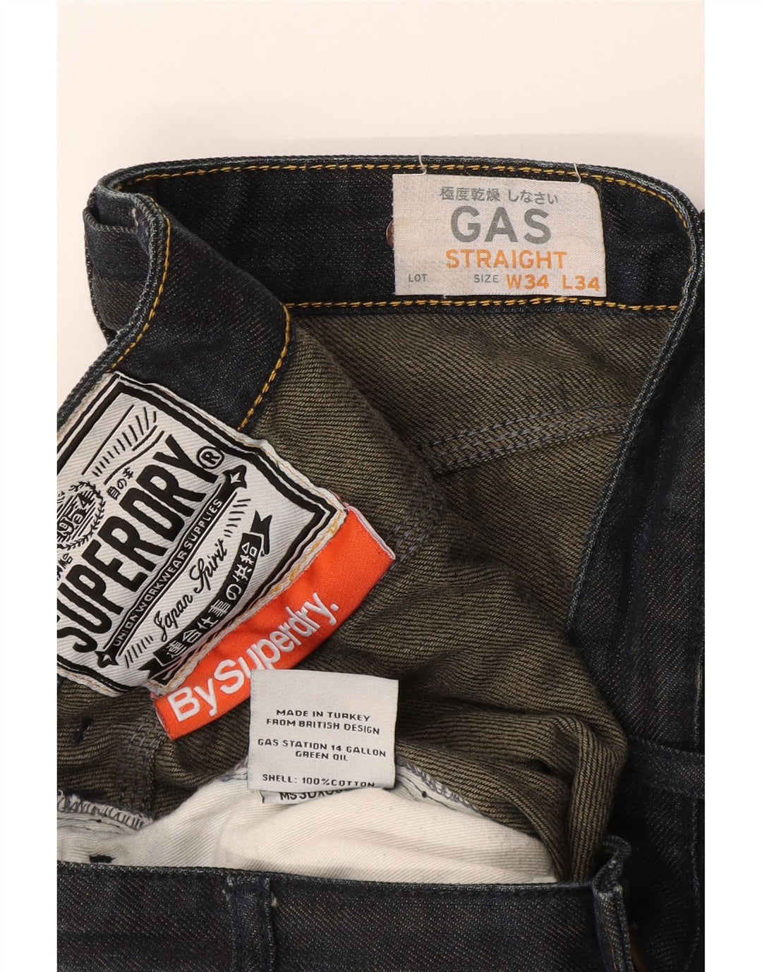 Superdry Mens Straight Jeans W34 L34 Navy Blue Cotton