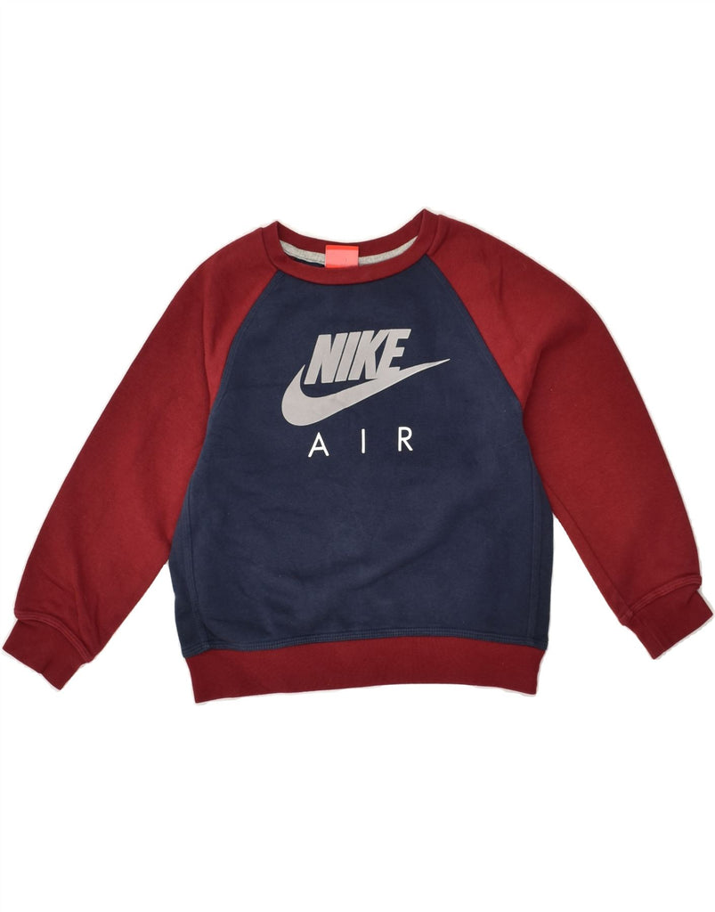 NIKE Boys Graphic Sweatshirt Jumper 6-7 Years Navy Blue Colourblock Cotton | Vintage Nike | Thrift | Second-Hand Nike | Used Clothing | Messina Hembry 