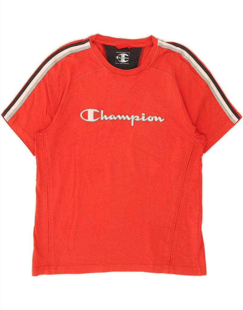 CHAMPION Mens Graphic T-Shirt Top Medium Red Cotton Vintage Champion and Second-Hand Champion from Messina Hembry 