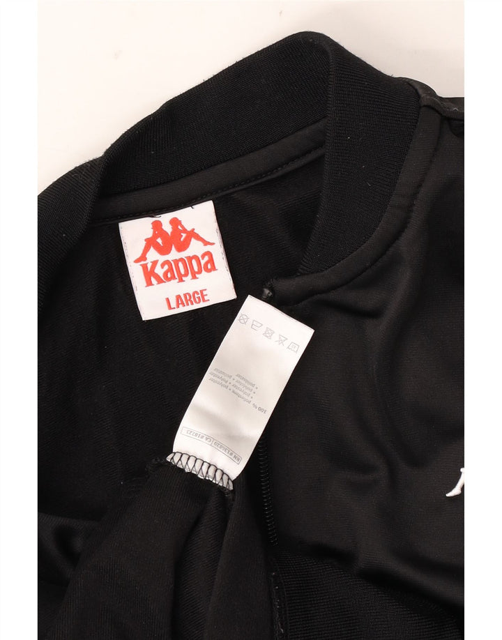 Kappa Mens Graphic Tracksuit Top Jacket Large Black Polyester