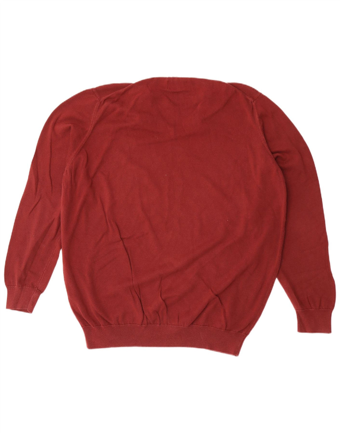 Barbour Mens V-Neck Jumper Sweater 2XL Maroon Cotton