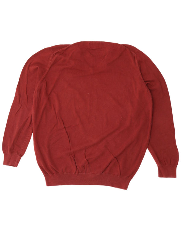 Barbour Mens V-Neck Jumper Sweater 2XL Maroon Cotton