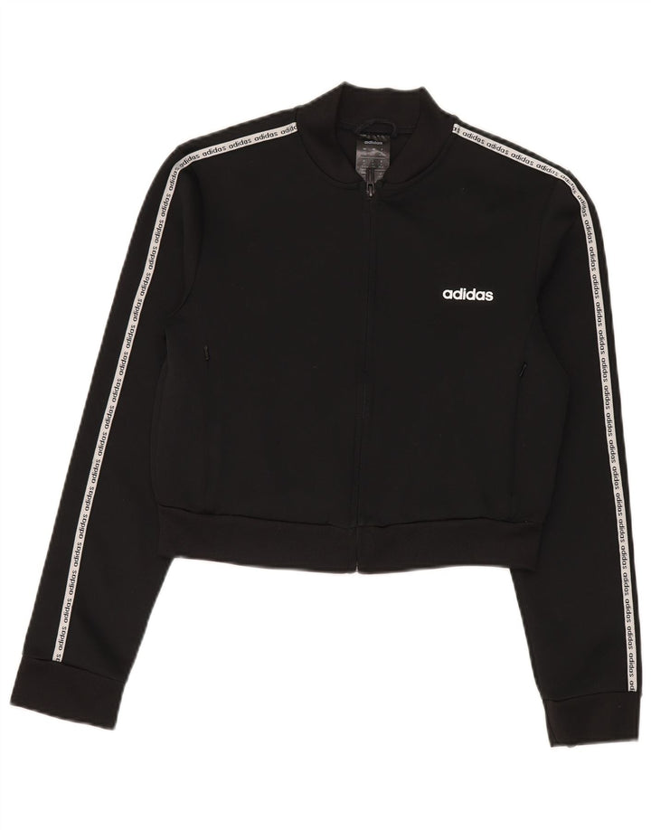 Adidas Womens Climalite Crop Tracksuit Top Jacket UK 12/14 Medium Black
