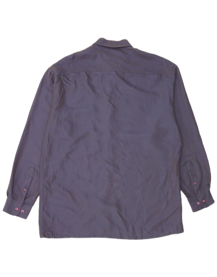 Pierre Cardin Mens Shirt Large Blue Geometric Rayon