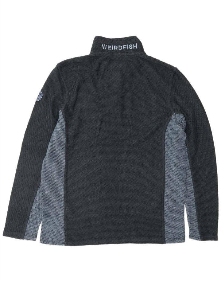 WEIRD FISH Mens Zip Neck Sweatshirt Jumper XL Navy Blue Colourblock