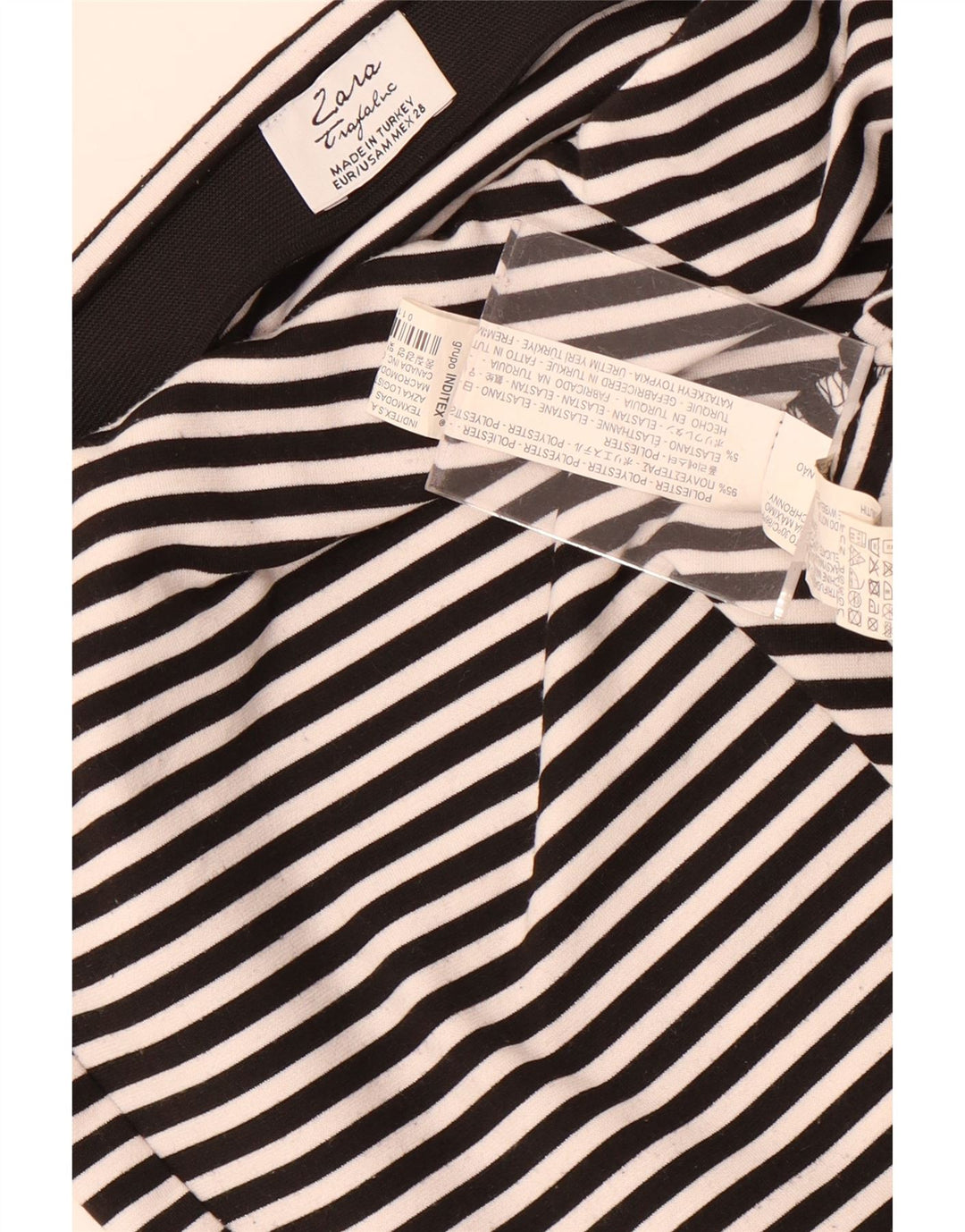 Zara Womens Trafaluc Mini Skirt Medium W28 Black Striped Polyester