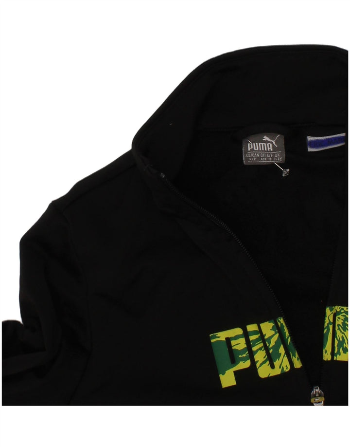Puma Boys Graphic Tracksuit Top Jacket 7-8 Years Black Colourblock