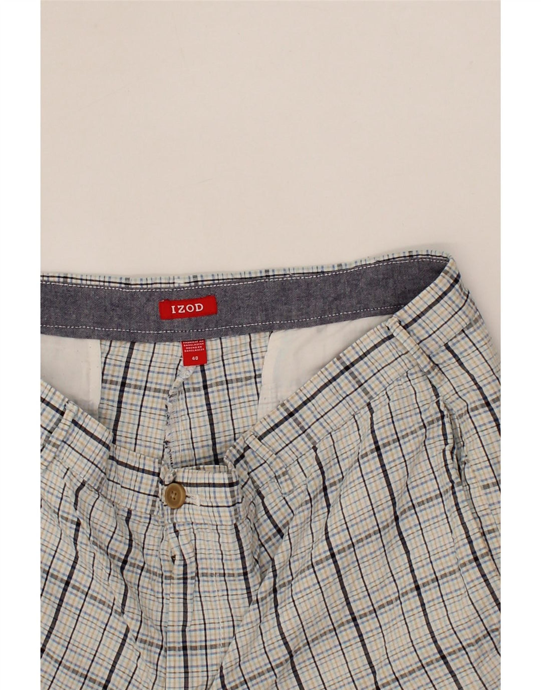 IZOD Mens Chino Shorts W40 XL Grey Check Cotton Vintage Izod and Second-Hand Izod from Messina Hembry 