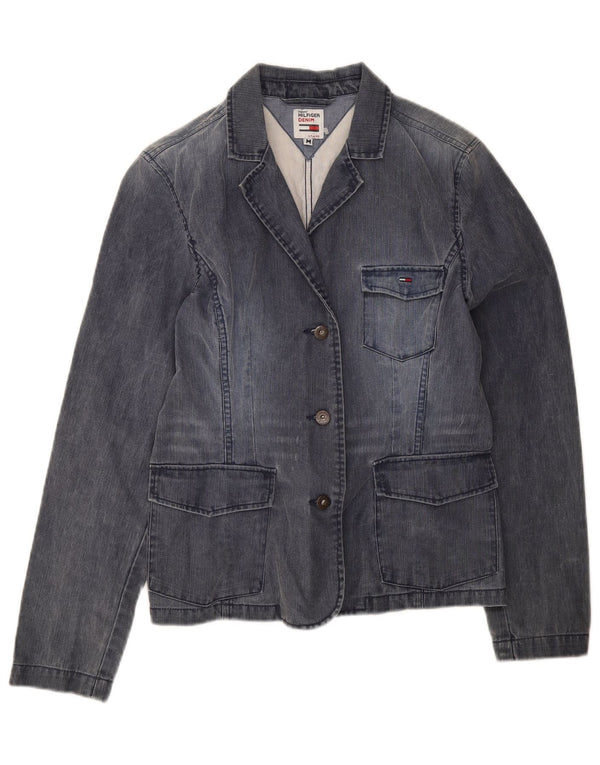 Tommy Hilfiger Womens 3 Button Denim Blazer Jacket UK 12 Medium Navy Blue