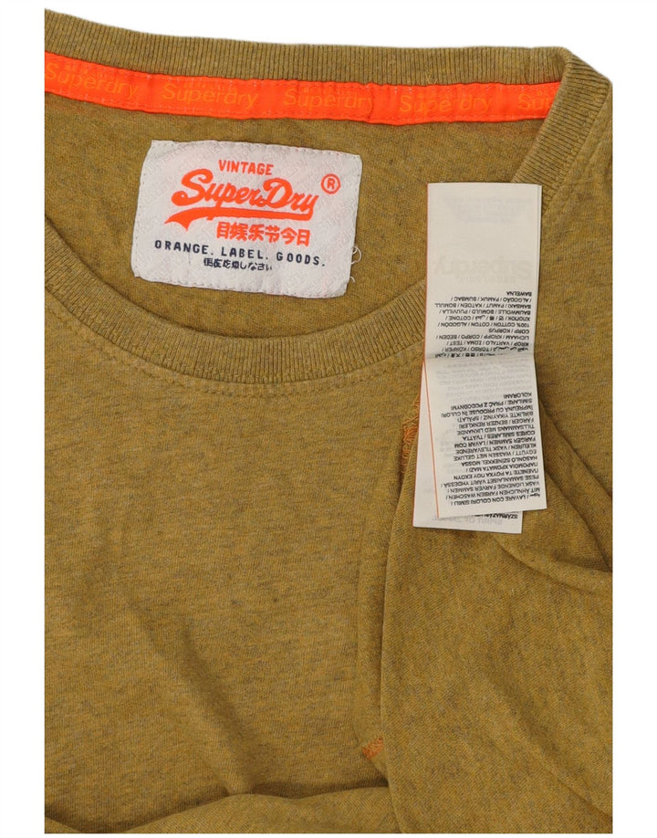 SUPERDRY Mens T-Shirt Top Small Khaki Cotton