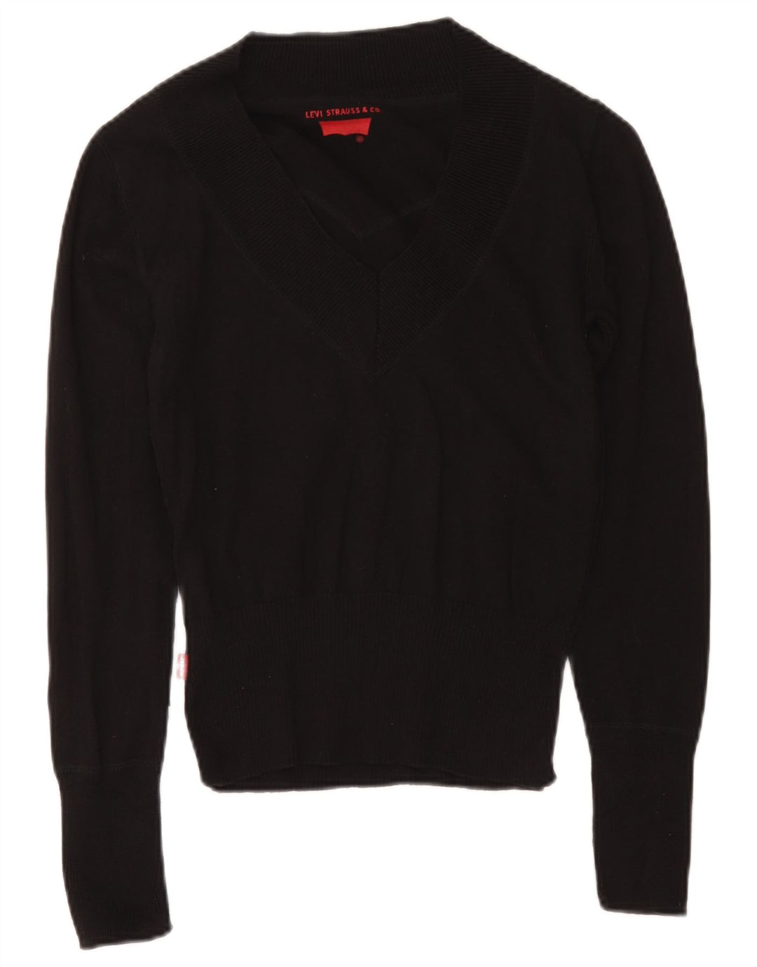Levi's Womens V-Neck Jumper Sweater UK 12 Medium Black Cotton