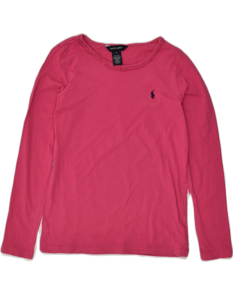 RALPH LAUREN Girls Top Long Sleeve 7-8 Years Medium  Pink Cotton | Vintage Ralph Lauren | Thrift | Second-Hand Ralph Lauren | Used Clothing | Messina Hembry 