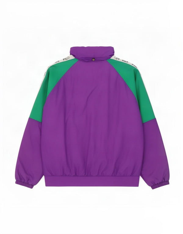 Brugi Mens Graphic Hooded Tracksuit Top Jacket Large Purple Colourblock