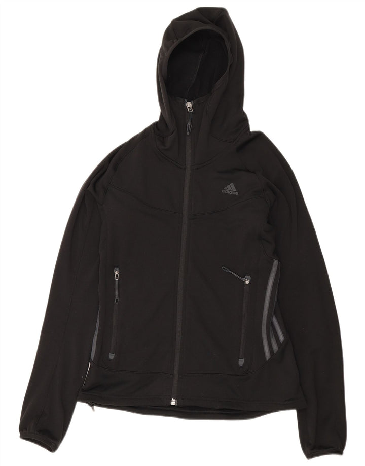 Adidas Womens Zip Hoodie Sweater UK 10 Small Black Polyester