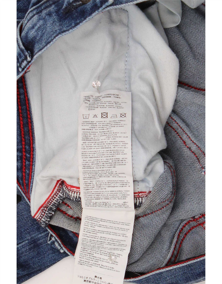 Armani Exchange Mens Distressed Slim Jeans W34 L32 Blue Spotted Cotton