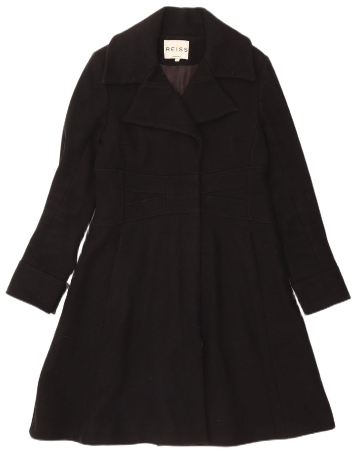 Reiss Womens Overcoat UK 14 Large Black Wool