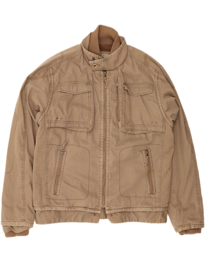 Fat Face Mens Utility Jacket UK 42 XL Beige Cotton