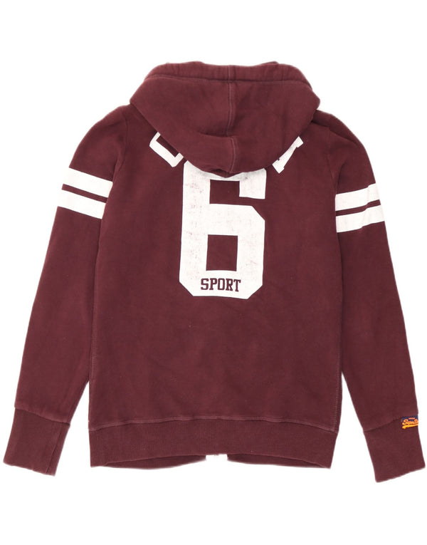 Superdry Womens Osaka Zip Hoodie Sweater UK 14 Medium Burgundy Colourblock