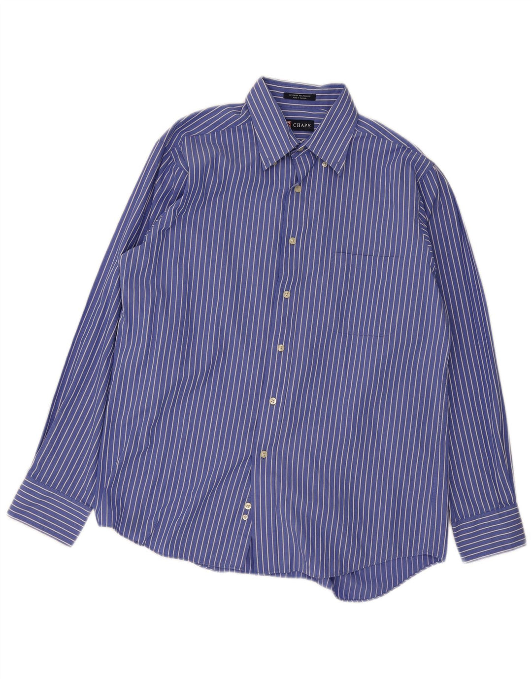 Chaps Mens Shirt Size 16 Large Blue Pinstripe Cotton