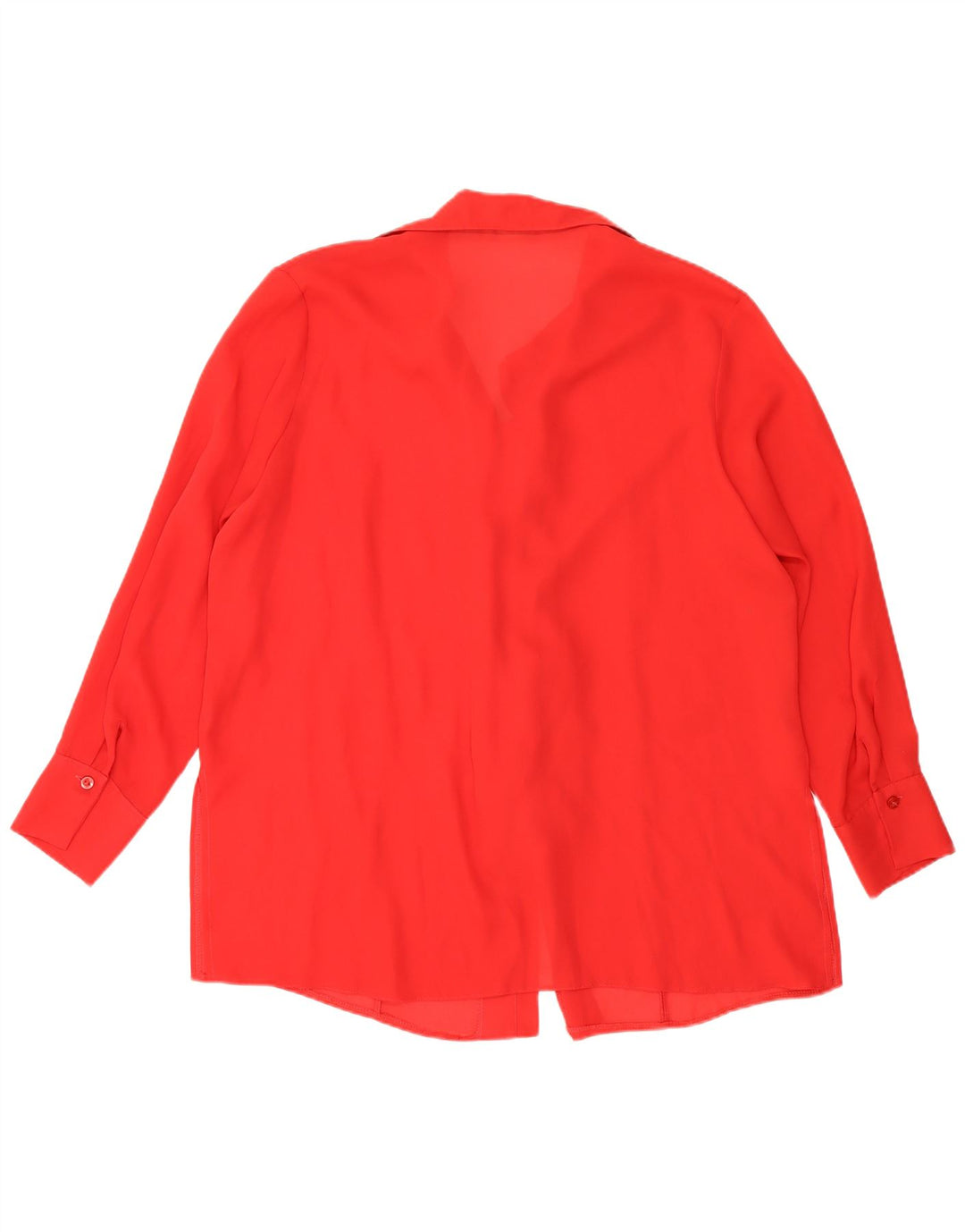 Vintage Womens Ruffle Front Shirt Blouse UK 18 XL Red Polyester
