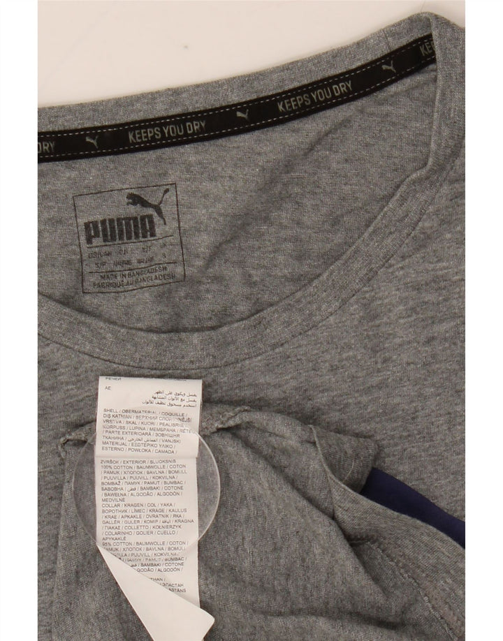 Puma Mens Graphic T-Shirt Top Small Grey Flecked Cotton