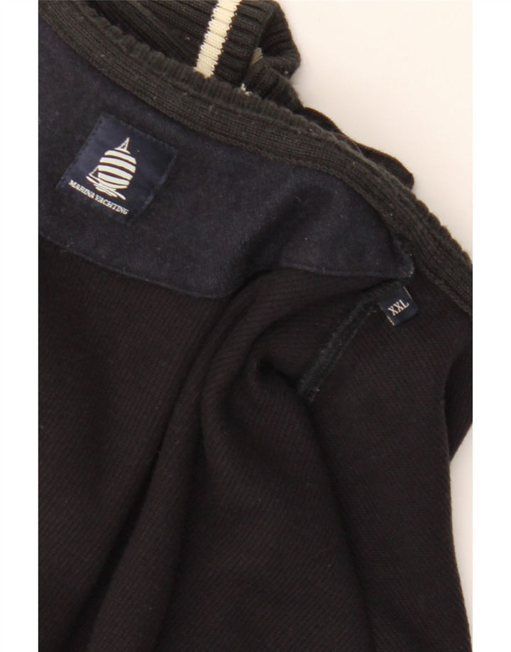 Marina Yachting Mens Button Neck Jumper Sweater 2XL Black Cotton