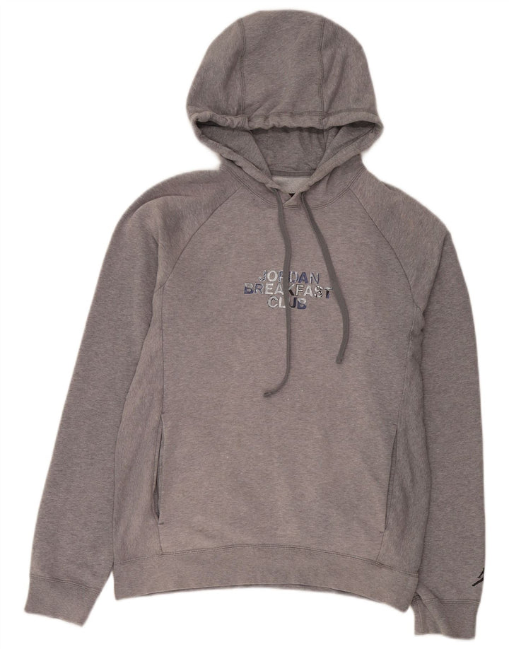 Jordan Mens Graphic Hoodie Jumper Small Grey Cotton