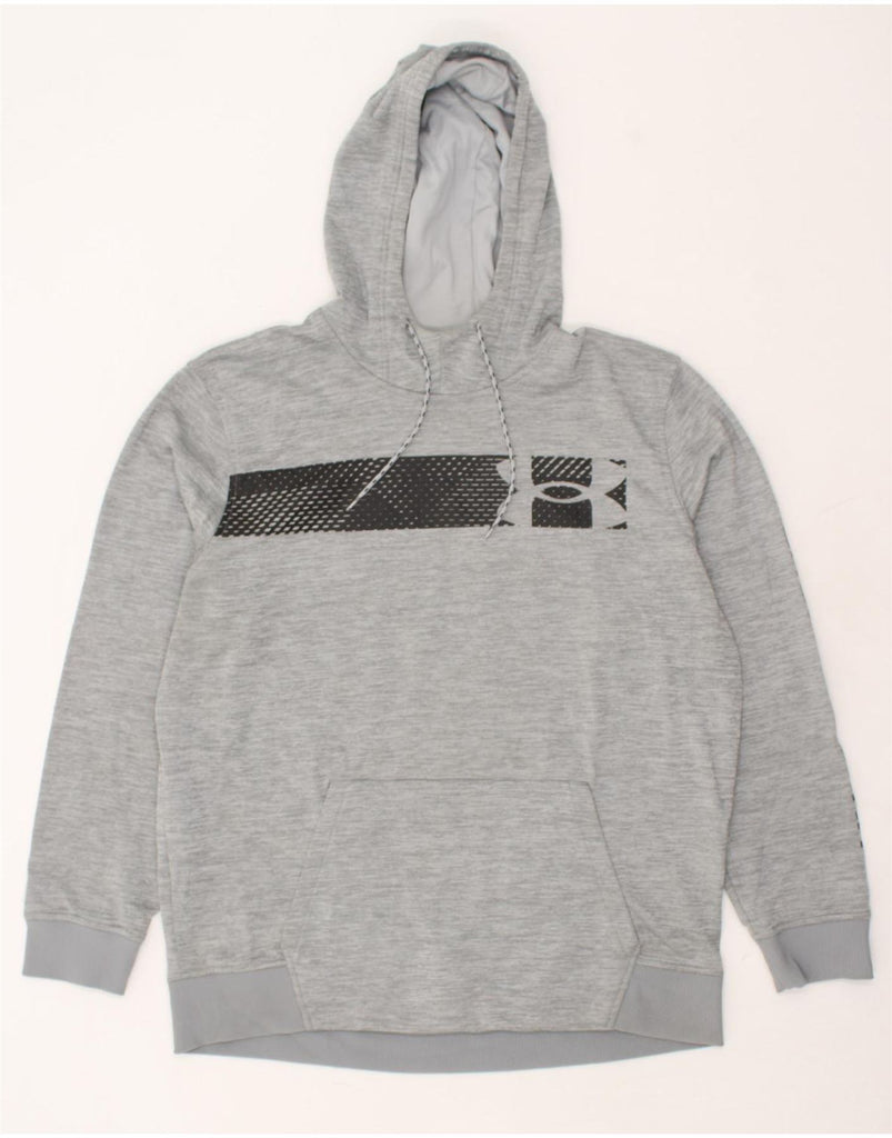 UNDER ARMOUR Mens Cold Gear Graphic Hoodie Jumper XL Grey Flecked | Vintage Under Armour | Thrift | Second-Hand Under Armour | Used Clothing | Messina Hembry 