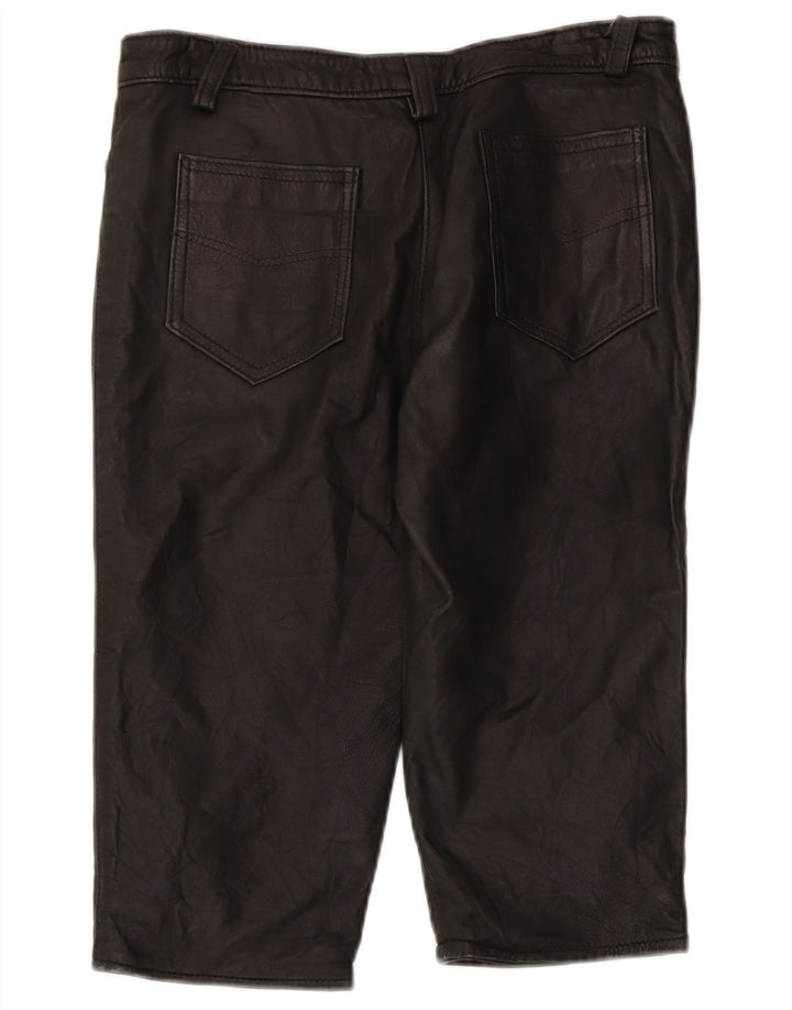 Vintage Womens Leather Bermuda Shorts Medium W28 Black