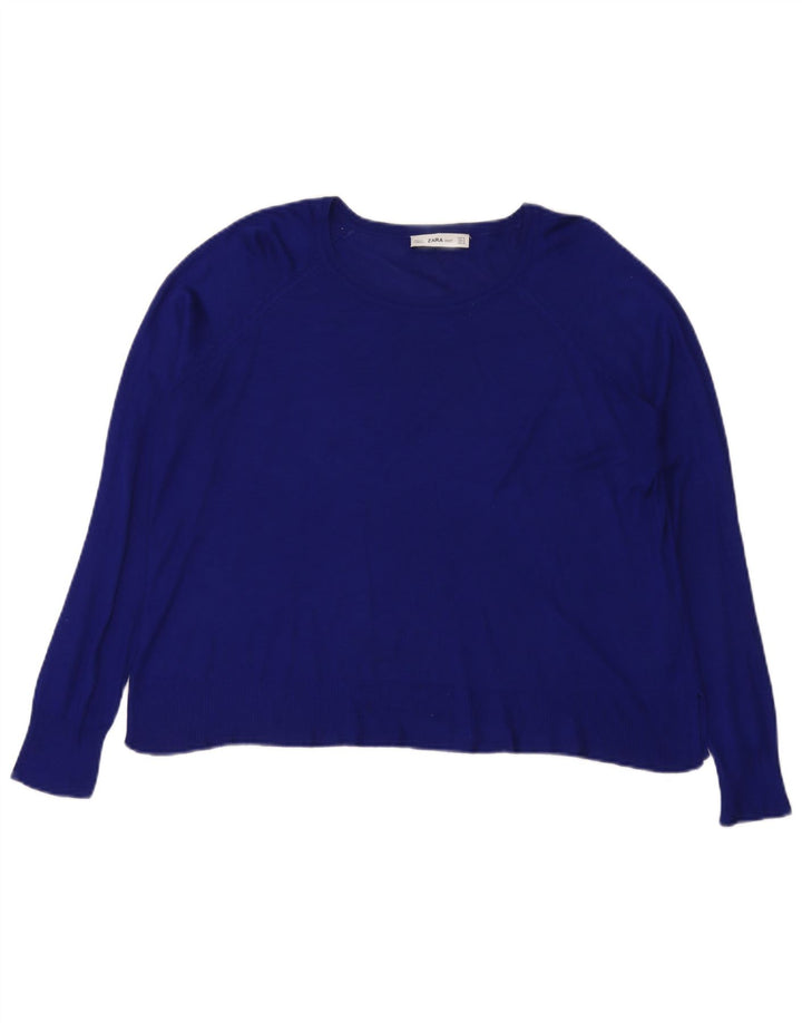 Zara Womens Oversized Blouse Top UK 14 Medium Blue Viscose