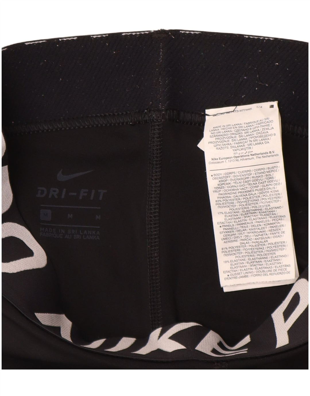 Nike Womens Graphic Capri Leggings UK 12 Medium Black Polyester