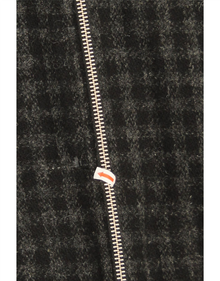 All Saints Mens Bomber Jacket UK 40 Large Grey Check Wool