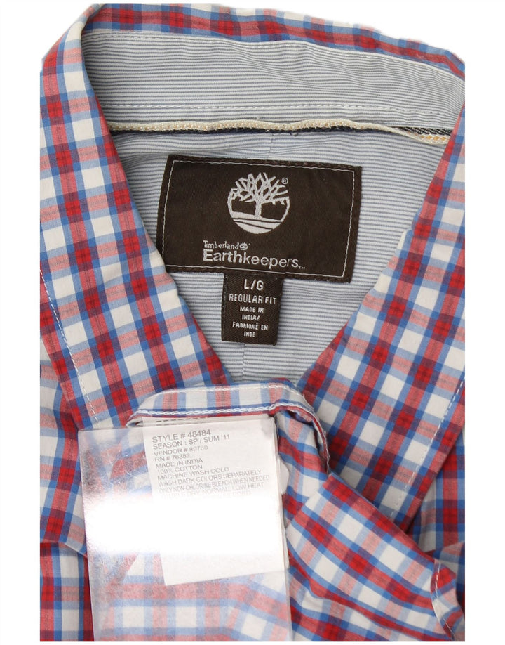 Timberland Mens Earthkeepers Short Sleeve Regular Fit Shirt Large Red Check