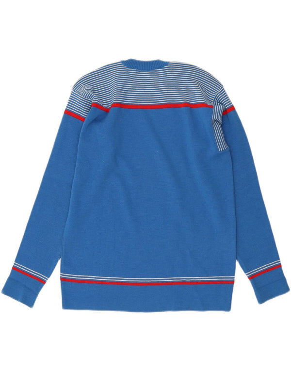 Sportful Mens Crew Neck Jumper Sweater IT 48 Small Blue Striped Virgin Wool