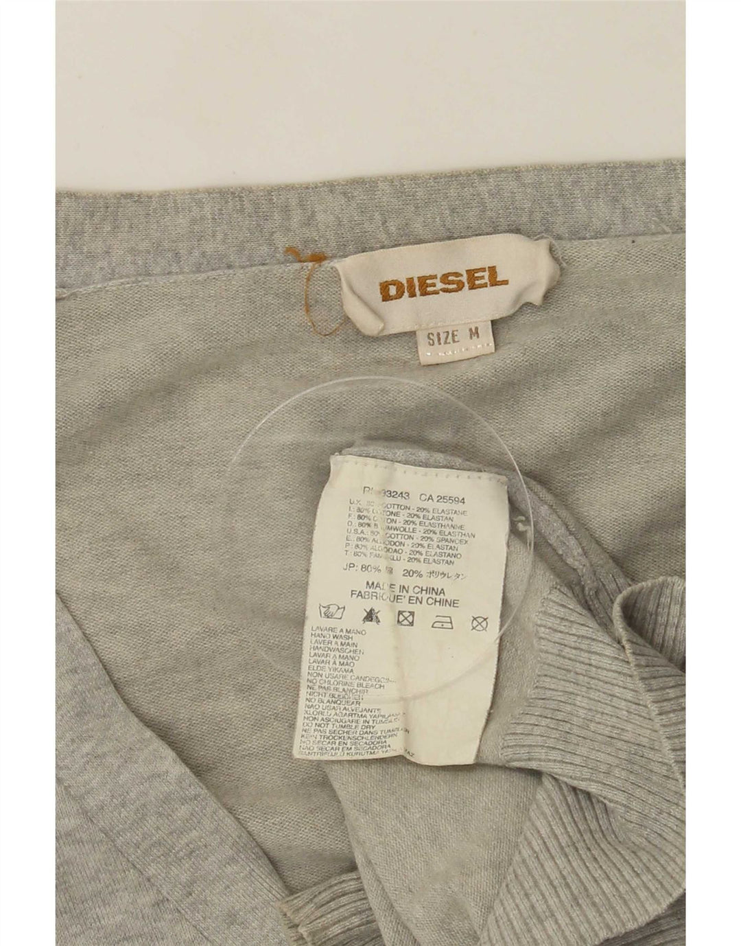 Diesel Mens Cardigan Sweater Medium Grey Cotton