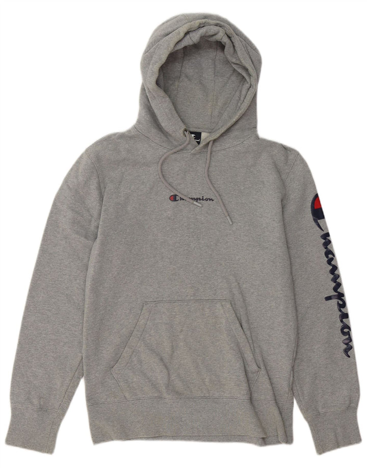 CHAMPION Mens Graphic Hoodie Jumper Medium Grey Cotton