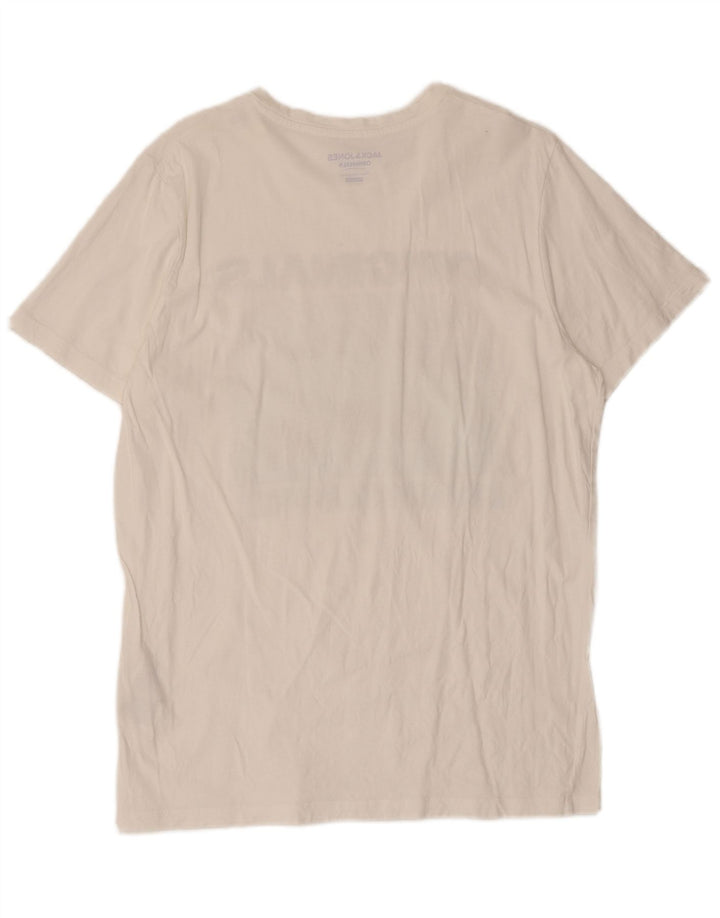 Jack & Jones Mens Regular Fit Graphic T-Shirt Top Large White Cotton