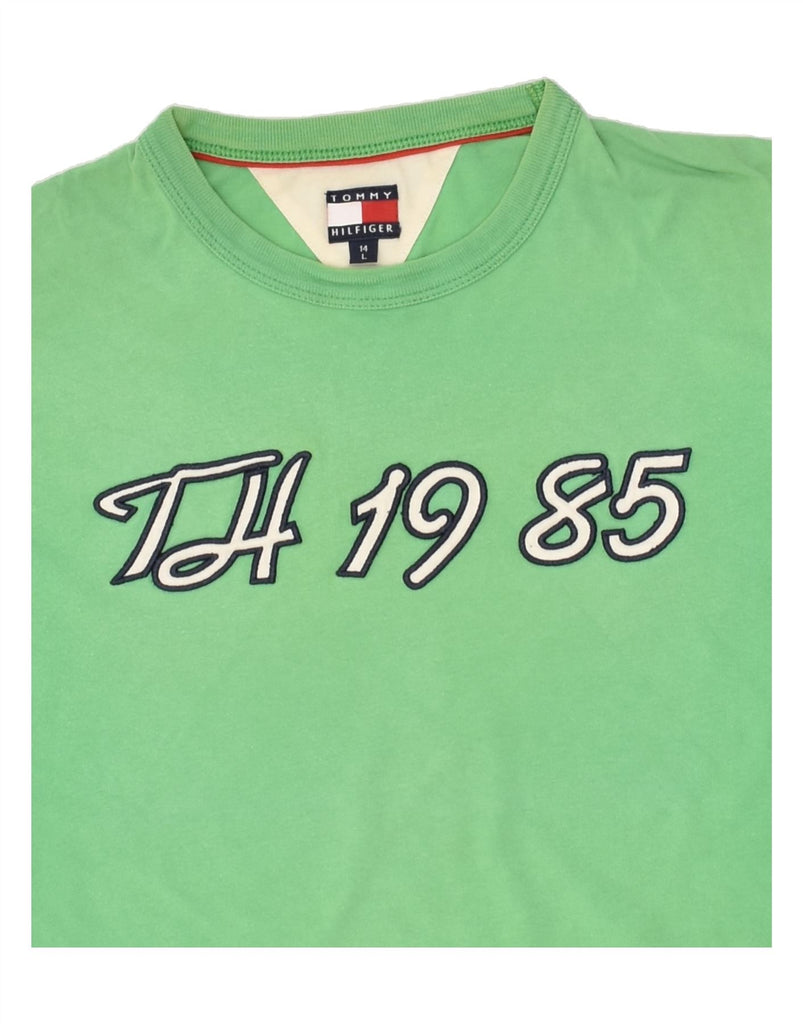 TOMMY HILFIGER Boys Graphic T-Shirt Top 13-14 Years Large  Green Cotton | Vintage Tommy Hilfiger | Thrift | Second-Hand Tommy Hilfiger | Used Clothing | Messina Hembry 