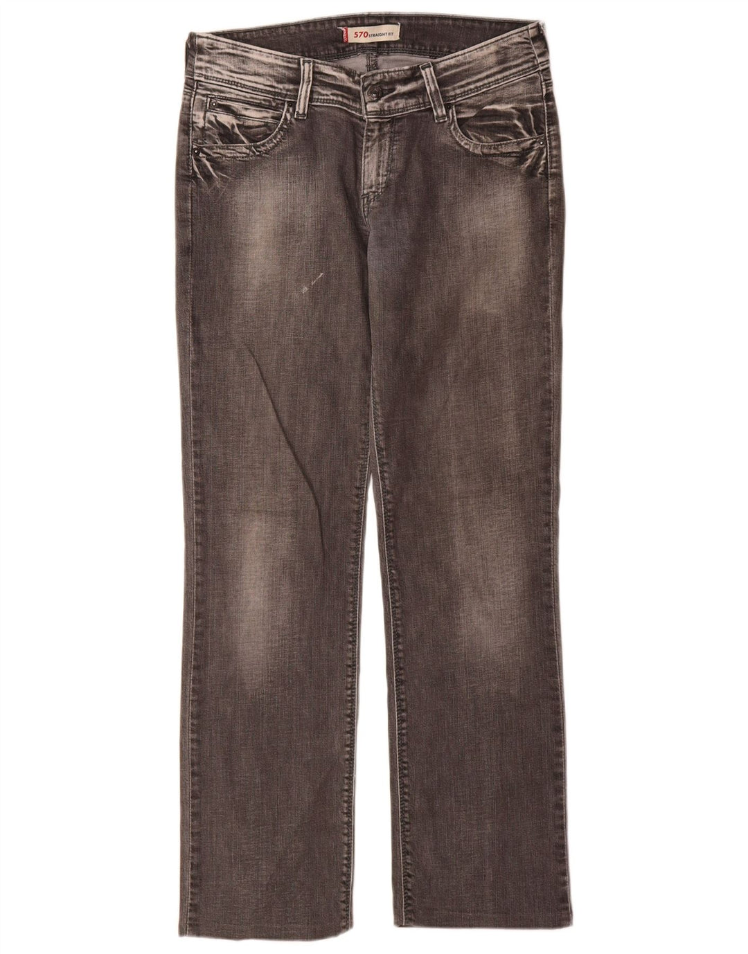 Levi's Womens 570 Straight Jeans W32 L34 Grey Cotton