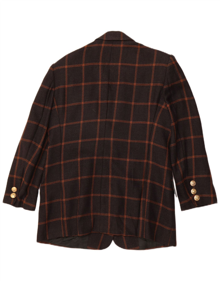 ROCCOBAROCCO Womens 3 Button Blazer Jacket Size 19 XL Black Check Wool