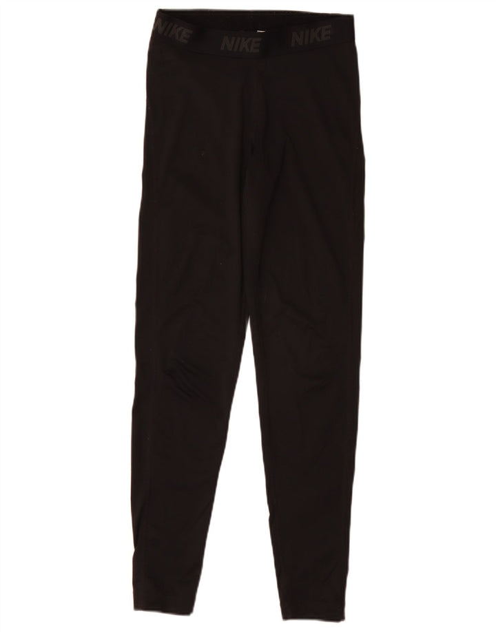 Nike Womens Dri Fit Graphic Leggings UK 10 Small Black Polyester