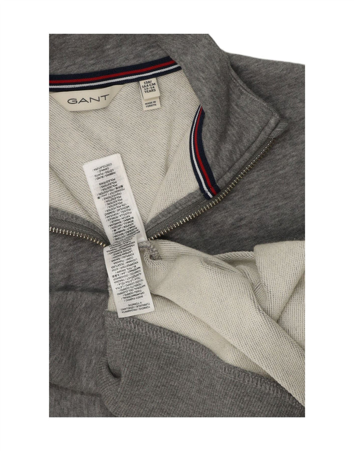 Gant Boys Zip Neck Sweatshirt Jumper 13-14 Years Grey Cotton