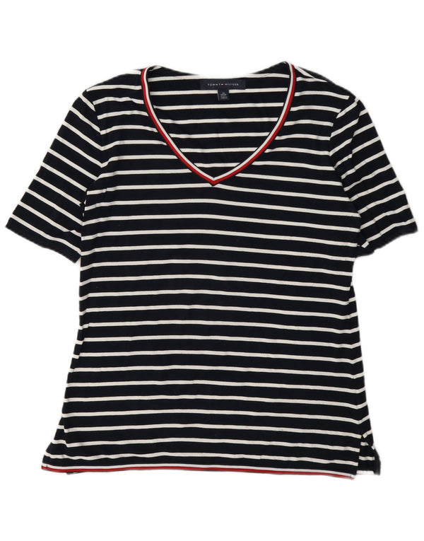 Tommy Hilfiger Womens Oversized T-Shirt Top UK 6 XS Navy Blue Striped