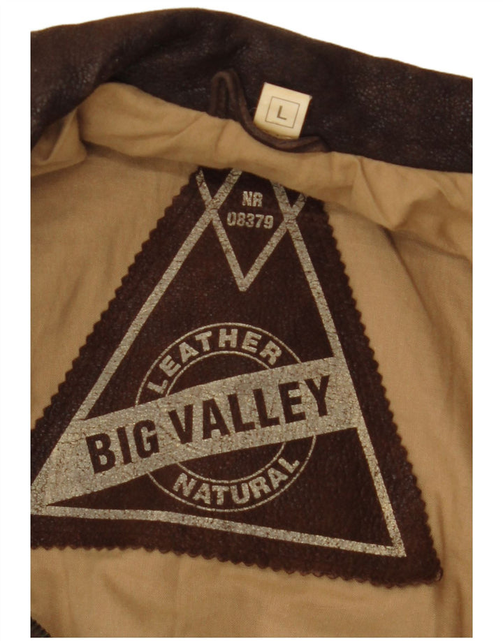 VINTAGE Mens Leather Jacket UK 40 Large Brown Leather