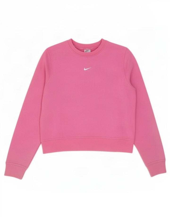 Nike Womens Dri Fit Oversized Sweatshirt Jumper UK 10 Small Pink Polyester