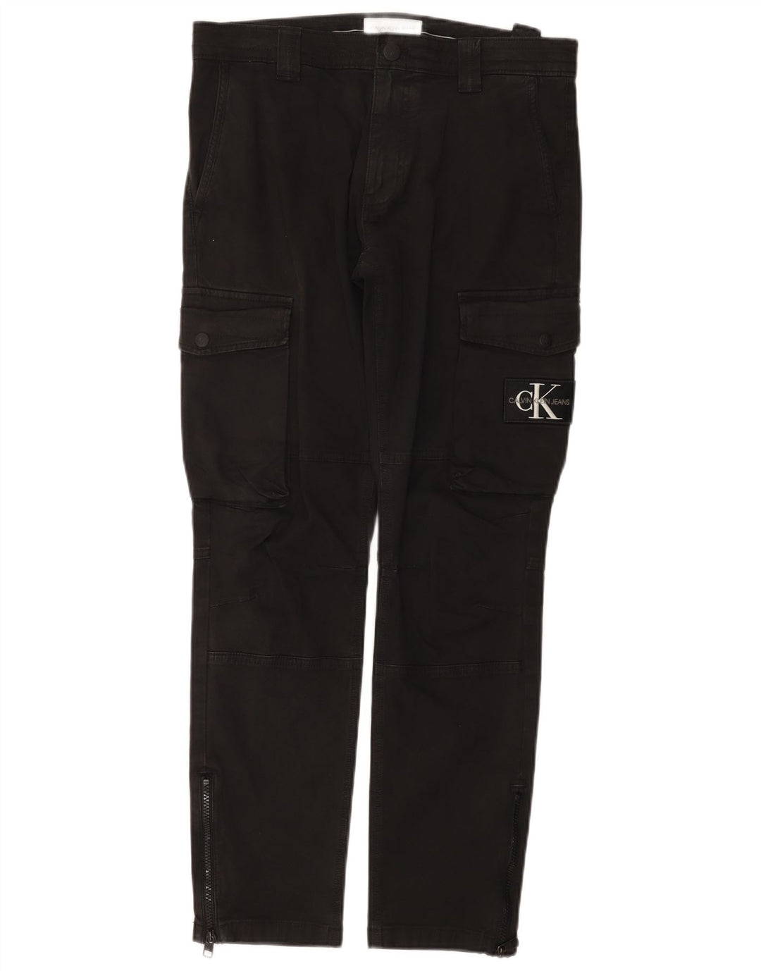 CALVIN KLEIN Mens Slim Cargo Trousers W30 L29 Black Cotton