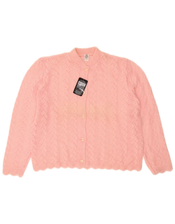 Vintage Womens Cardigan Sweater UK 16 Large Pink New Wool