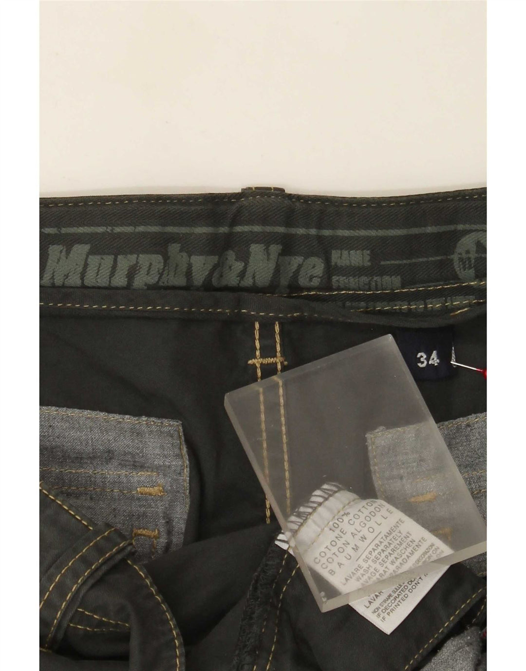 Murphy & Nye Mens Loose Fit Cargo Trousers W34 L33 Grey Cotton